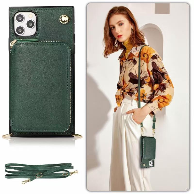 Zipper card bag square phone case for samsung