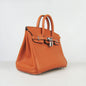 Luxury Hermes Birkin 25Cm Handbag 6068 Orange Silver