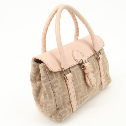 FENDI Zucca Selleria Leather Mini Linda Hand Bag Pink 8BR486