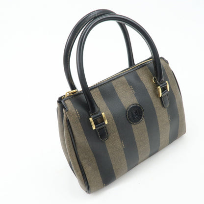 FENDI Pequin PVC Leather 2Way Bag Hand Bag Brown Black