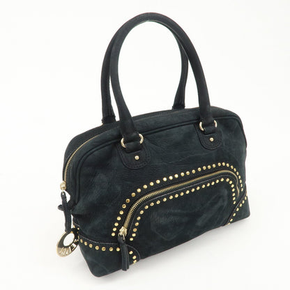 FENDI Suede Studs Mini Boston Bag Black 8BL076