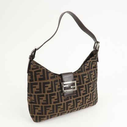 FENDI Zucca Canvas Leather Shoulder Bag Brown 26569