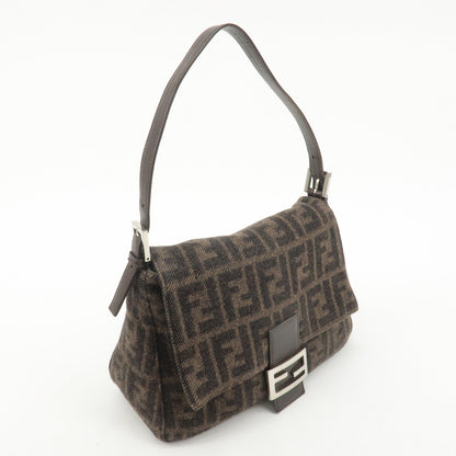 FENDI Mamma Baguette Zucca Wool Leather Shoulder Bag 26325