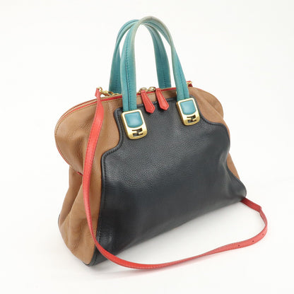 FENDI Cameleon Leather 2WAY Bag Black Brown Blue Red 8BL110