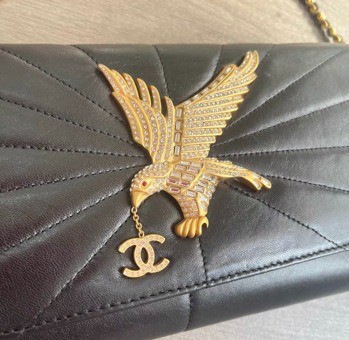 Chanel Cc Eagle Embellished Clutch