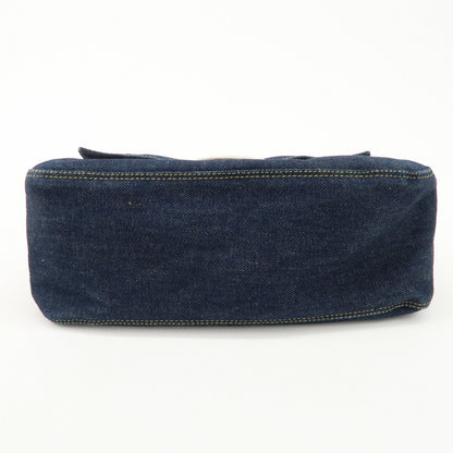 FENDI Denim Leather Mamma Baguette Shoulder Bag 26325