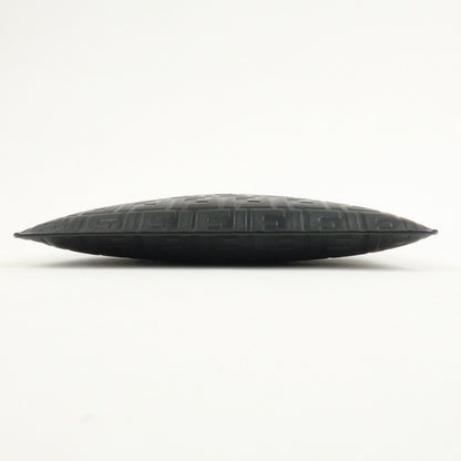 FENDI Zucca Leather Clutch Bag Hand Bag Black 7N0078
