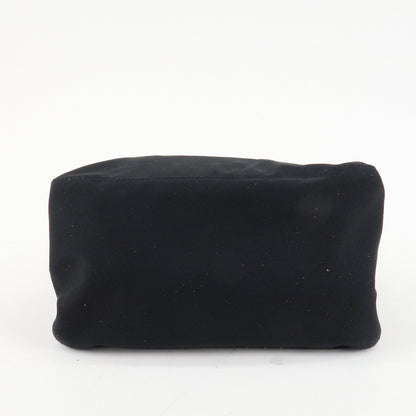 FENDI Mamma Baguette Nylon Jersey Leather Shoulder Bag Black