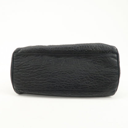 FENDI Ethnico Zucca Canvas Leather Shoulder Bag Black 8BN157