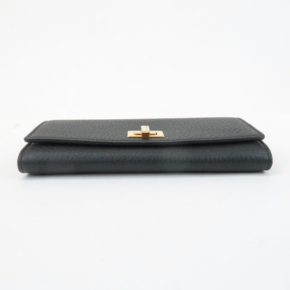 FENDI Leather Peekaboo Bi-fold Long Wallet Black 8M0427