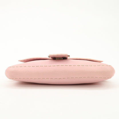 FENDI Selleria Mamma Baguette Leather Shoulder Bag Pink 8BR101