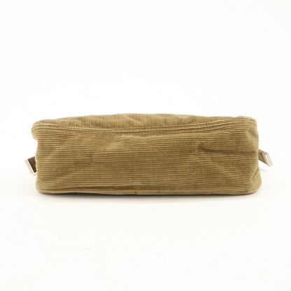 FENDI Mamma Baguette Corduroy Shoulder Bag Khaki 26725
