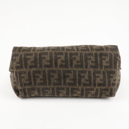 FENDI Zucca Wool Leather Tote Bag Khaki Black Dark Brown