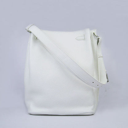 Luxury Hermes Nappa Leather Shoulder Bag White Silver