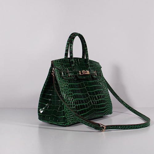 Luxury Hermes Birkin 30Cm Crocodile Leather Bag With Strap Green Gold