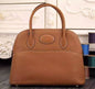 Luxury Hermes Bolide 31Cm Togo Leather Brown Bag