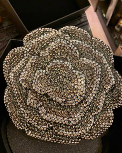 Chanel Strass And Resin Camellia Evening Clutch Bag Silver Hardware 2018