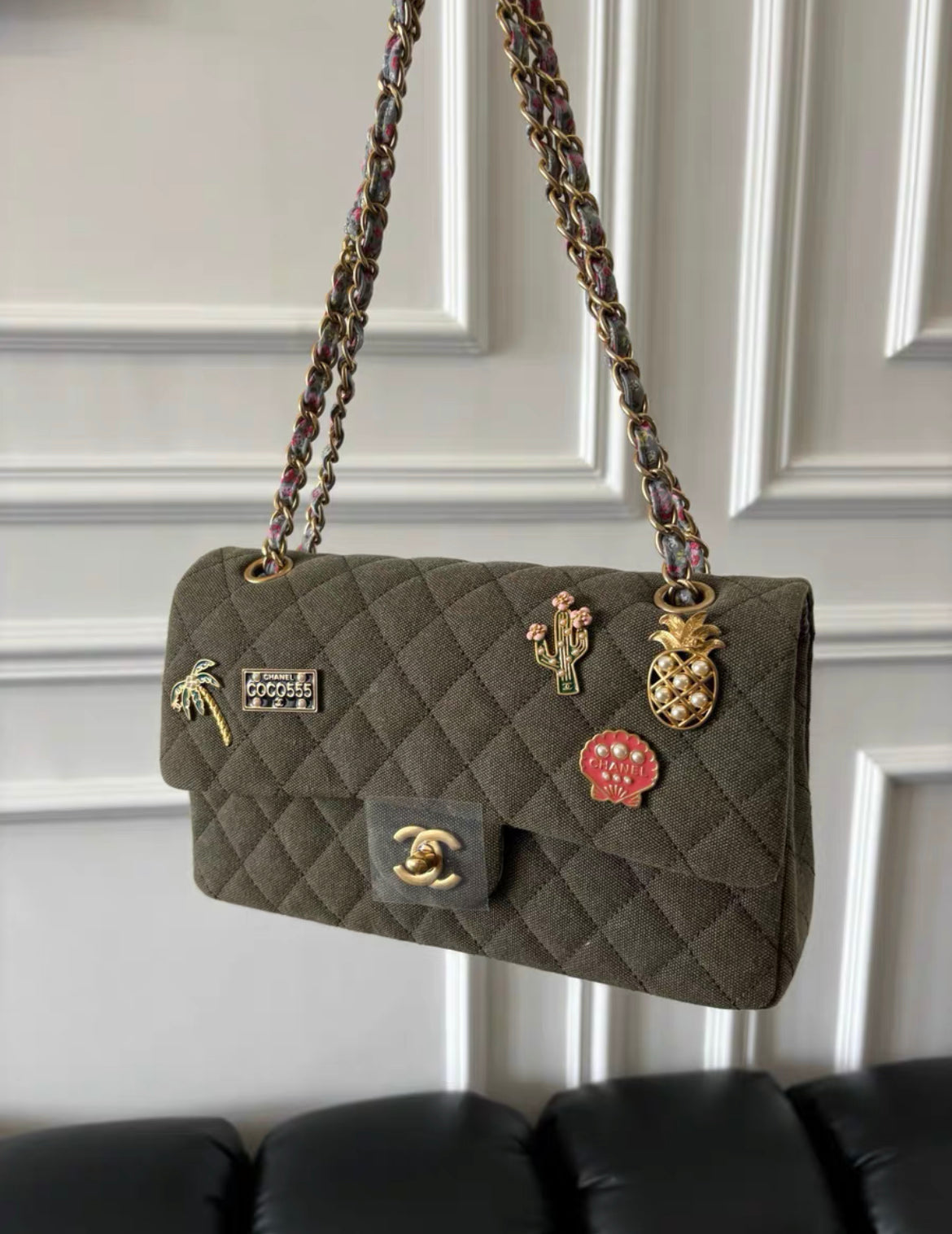 Chanel Timeless Canvas Gold Shoulder Bag
