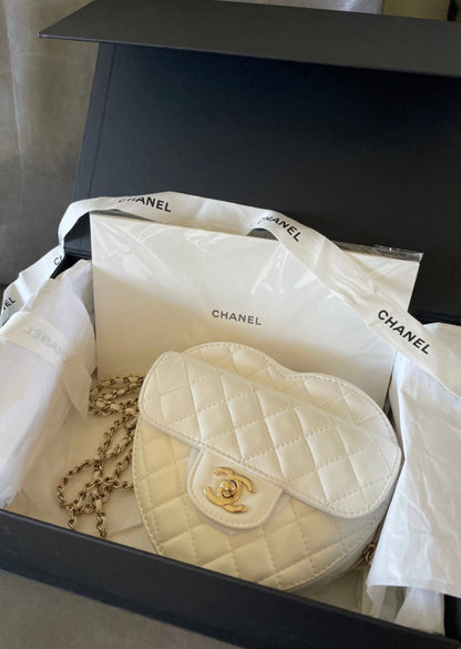 Chanel 22S White Large Heart Bag