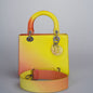 Christian Dior Lady Dior Medium Bag In Gradient Yellow And Orange Box Calf Leather