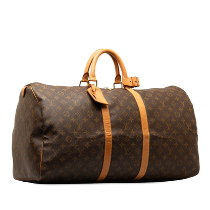 Brown Louis Vuitton Monogram Keepall 55 Travel Bag