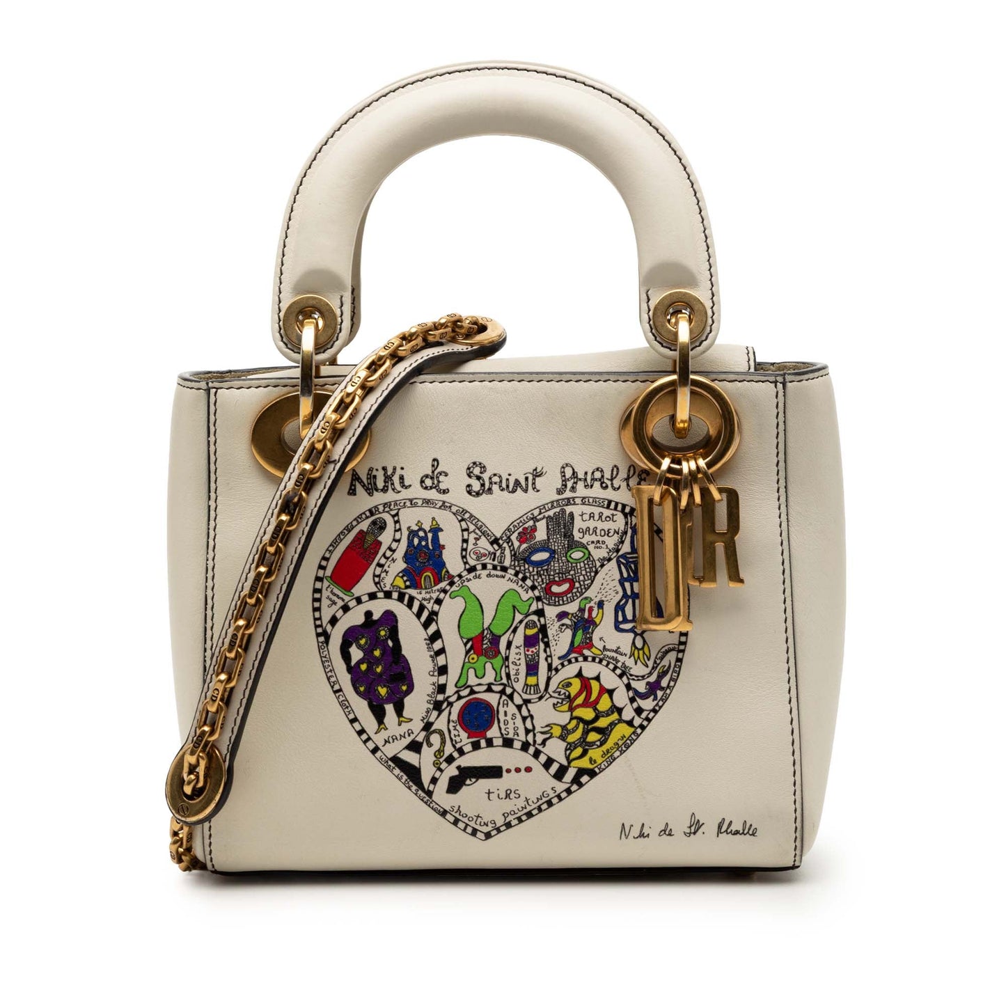 White Dior Dioramour Niki De Saint Phalle Mini Calfskin Lady Dior Satchel