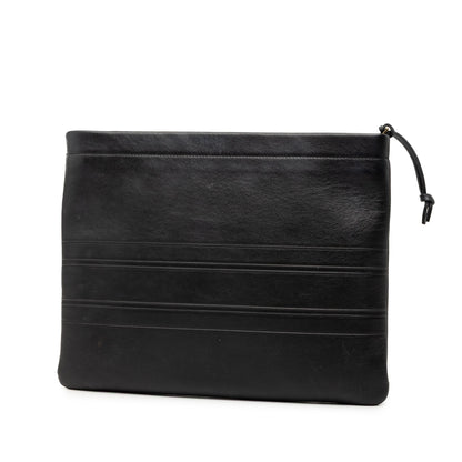 Black Dior Logo Embossed Leather Clutch