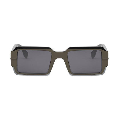 Fendi Sunglasses Rectangle Full Rim, Shiny Black/Grey Frame and Grey Lens FE40073U05A