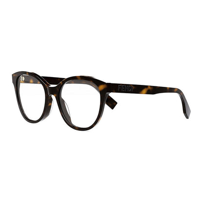 Fendi Eyeglasses Cat Eye Full Rim, Shiny Black Frame and Clear Demo Lenses Lens FE50024I001