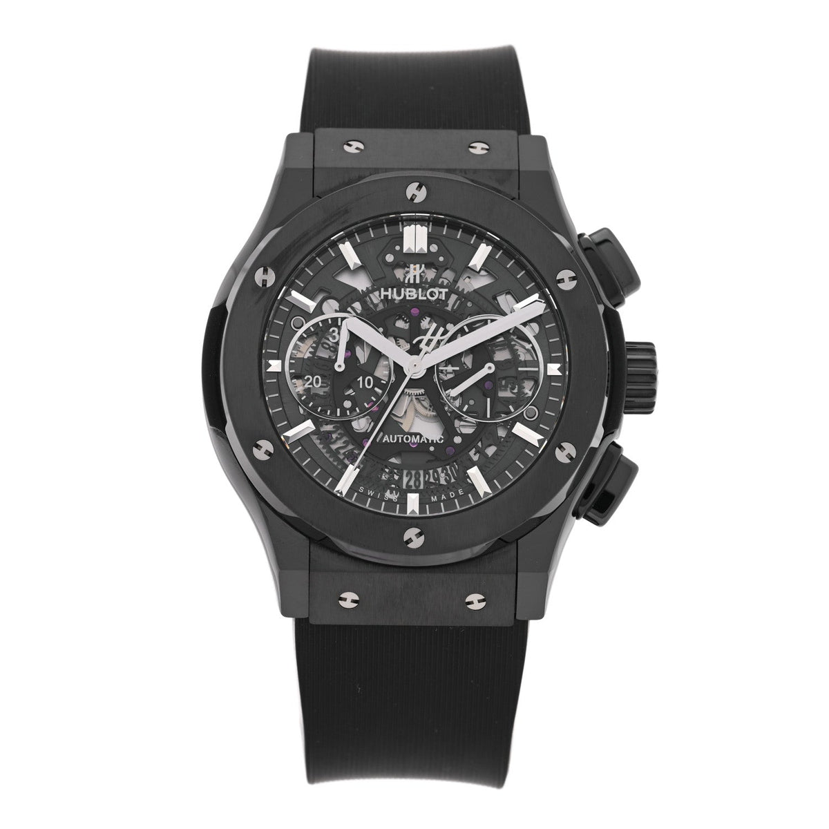 Ceramic Rubber 45mm Classic Fusion Aerofusion Chronograph Automatic Watch Black 525.CM.0170.RX