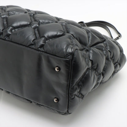 Chanel Bubble Kilt Leather Chain Top Bag Black Gummetal Gold 23rd