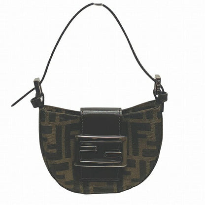 Fendi Mini Croissant Canvas Leather Handbag