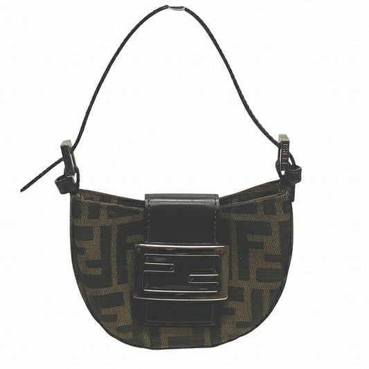 Fendi Mini Croissant Canvas Leather Handbag