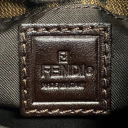 Fendi Zucca Canvas Wool Leather Boston Bag