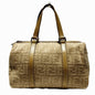 Fendi Zucca Canvas Wool Leather Boston Bag