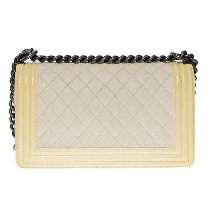Chanel Boy Medium Caviar Leather Beige Shoulder Bag