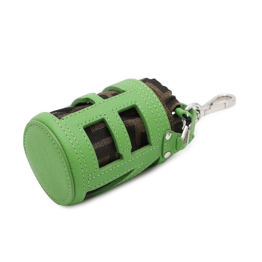 FENDI ?Zucca Pattern Bucket Motif Bag Charm Green7AS158 Canvas Leather