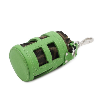 FENDI ?Zucca Pattern Bucket Motif Bag Charm Green7AS158 Canvas Leather