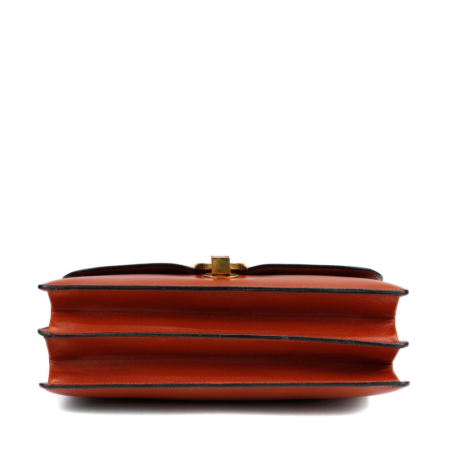 Luxury Hermes Box Calf Rust Lydia Bag W Gold Hardware