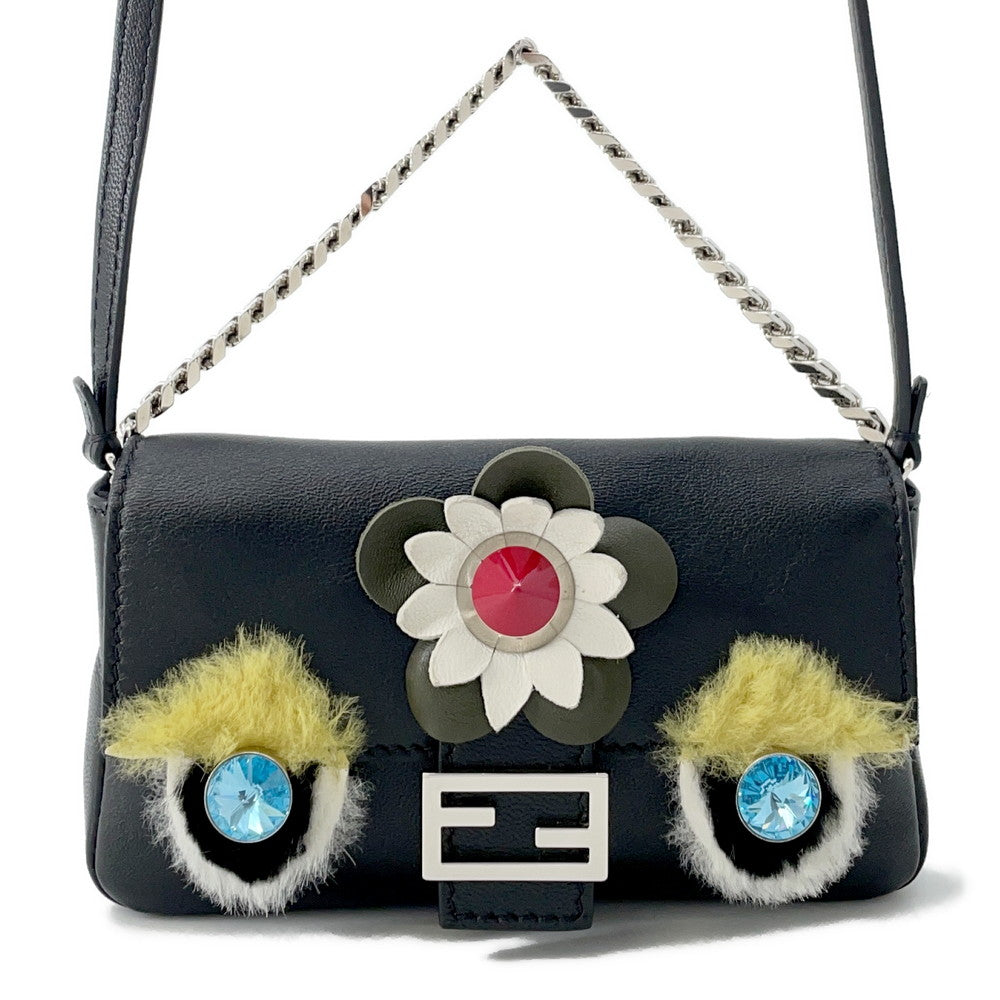 FENDI ?Monster Micro Bucket Shoulder Black8M0354 Leather