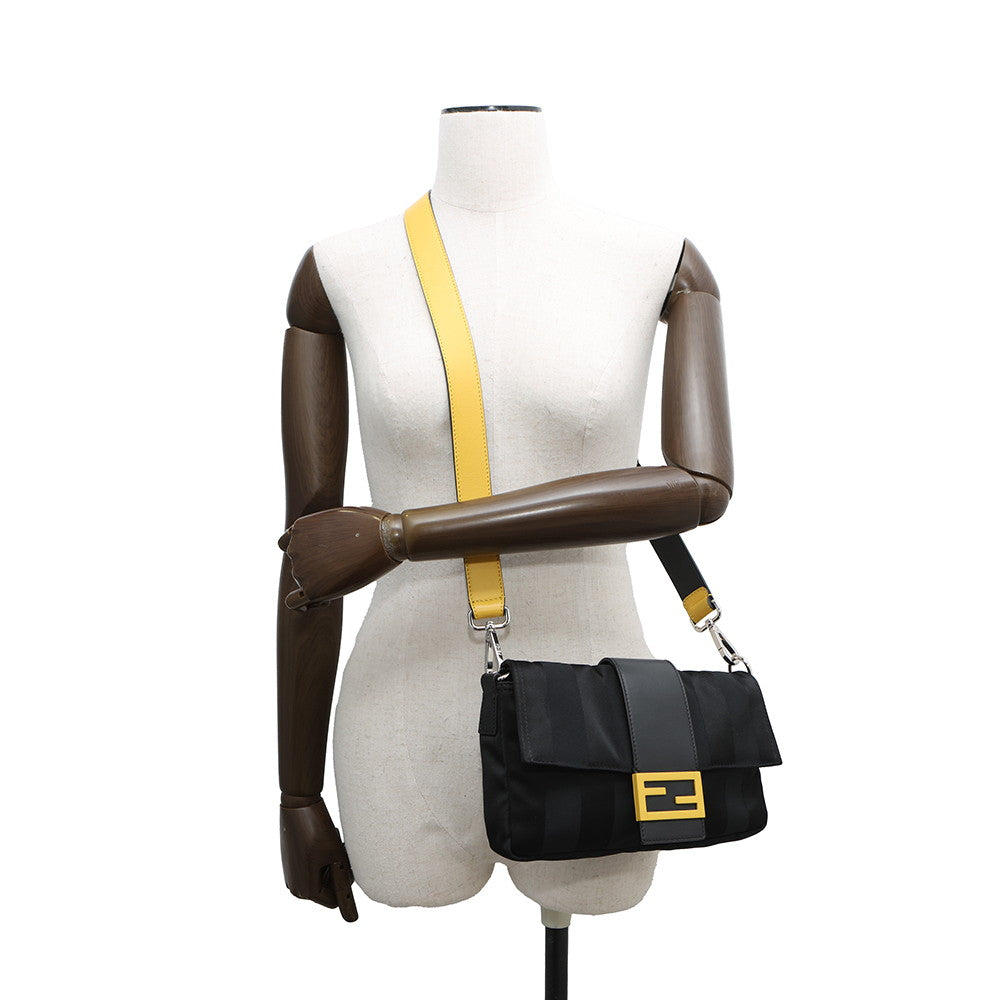 FENDI ?Pecan Bucket for Men Black/Yellow7VA472 Nylon Leather