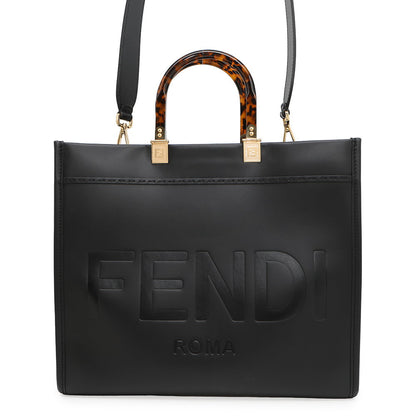 FENDI ?Sunshine Tote Bag Black8BH386 Calf Leather Size Medium