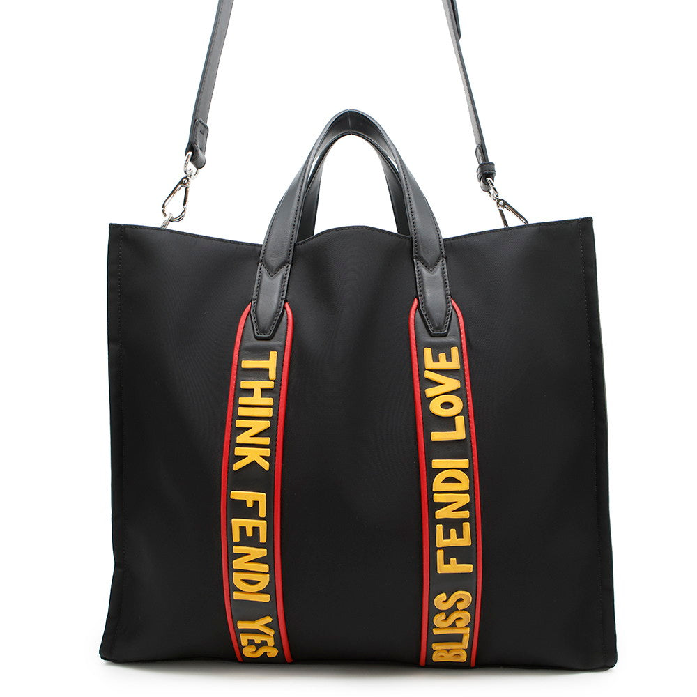 FENDI ?2wayTote Bag Black/Khaki7VA390 Nylon Leather