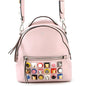 FENDI ?Bolsa Vitto Dolce Studded Shoulder Bag Pink8BT281 Leather