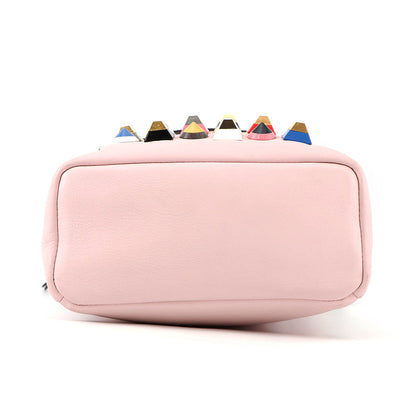 FENDI ?Bolsa Vitto Dolce Studded Shoulder Bag Pink8BT281 Leather