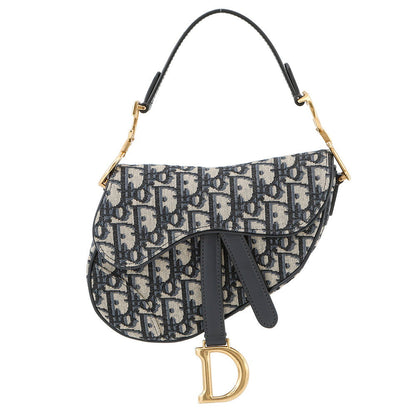 Dior Oblique Saddle Handbag Navym0456Ctzq Canvas Leather Size Mini