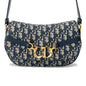 Dior Oblique CD Busus Shoulder Bag NavyM9380UTZQ Canvas Leather Size Small