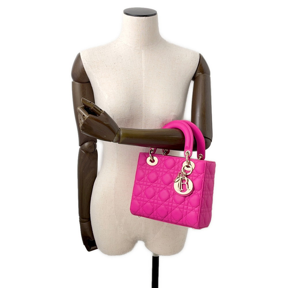 Dior Lady'S Dior My Abcdior Cannage 2-Way Bag Pinkm0538Onge Lambskin Size Small