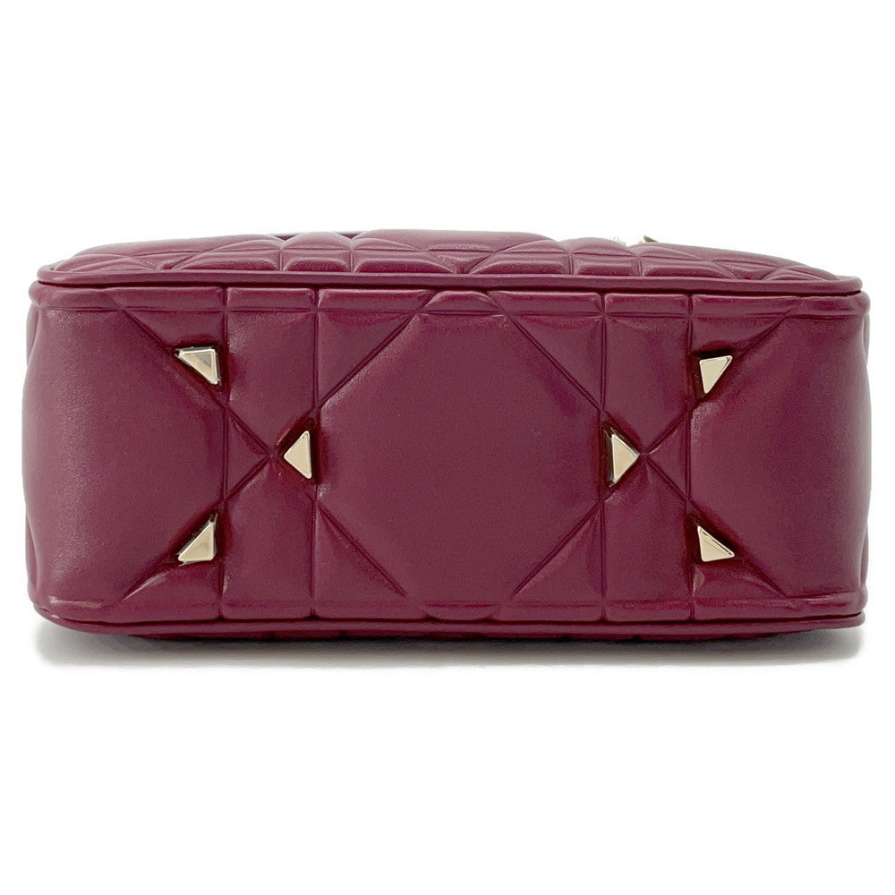 Dior Lady'S 95 22 2Way Handbag Bordeaux Leather Size Mini