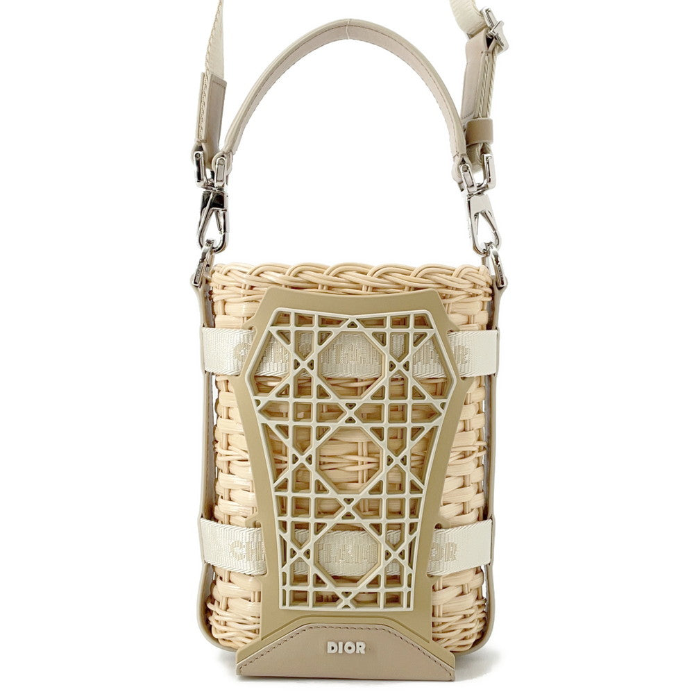 Dior Sahara 2-Way Bucket Bag Beige2Eskh376Bas Raffia Leather Rubber Size Nano